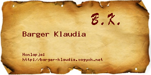 Barger Klaudia névjegykártya